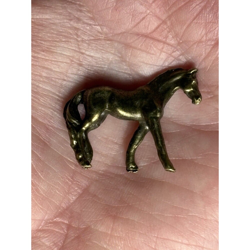 Miniature Horse Brass Figurine Vintage Style Bronze Mini Statue - Picture 6 of 8
